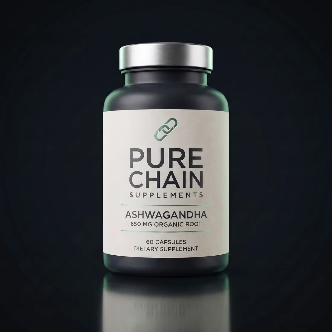Ashwagandha by Pure Chain Supplements, three-quarter view