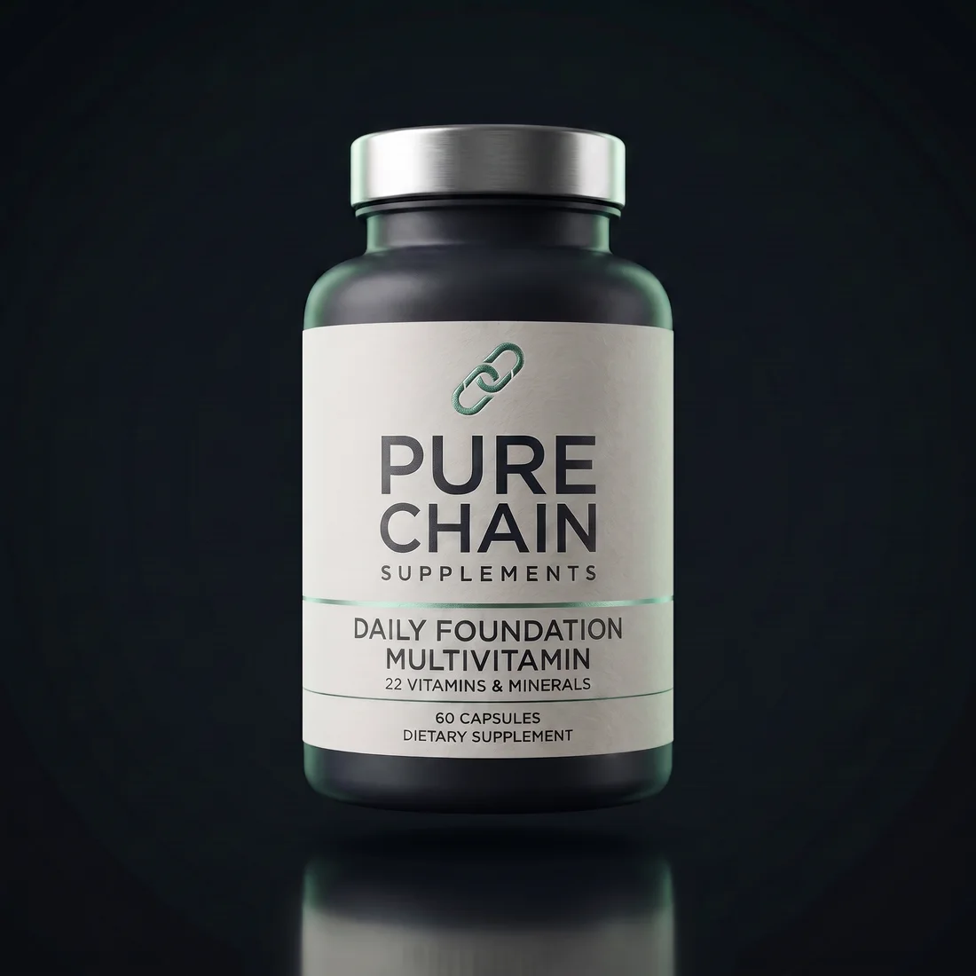 Daily Foundation Multivitamin by Pure Chain Supplements, three-quarter view