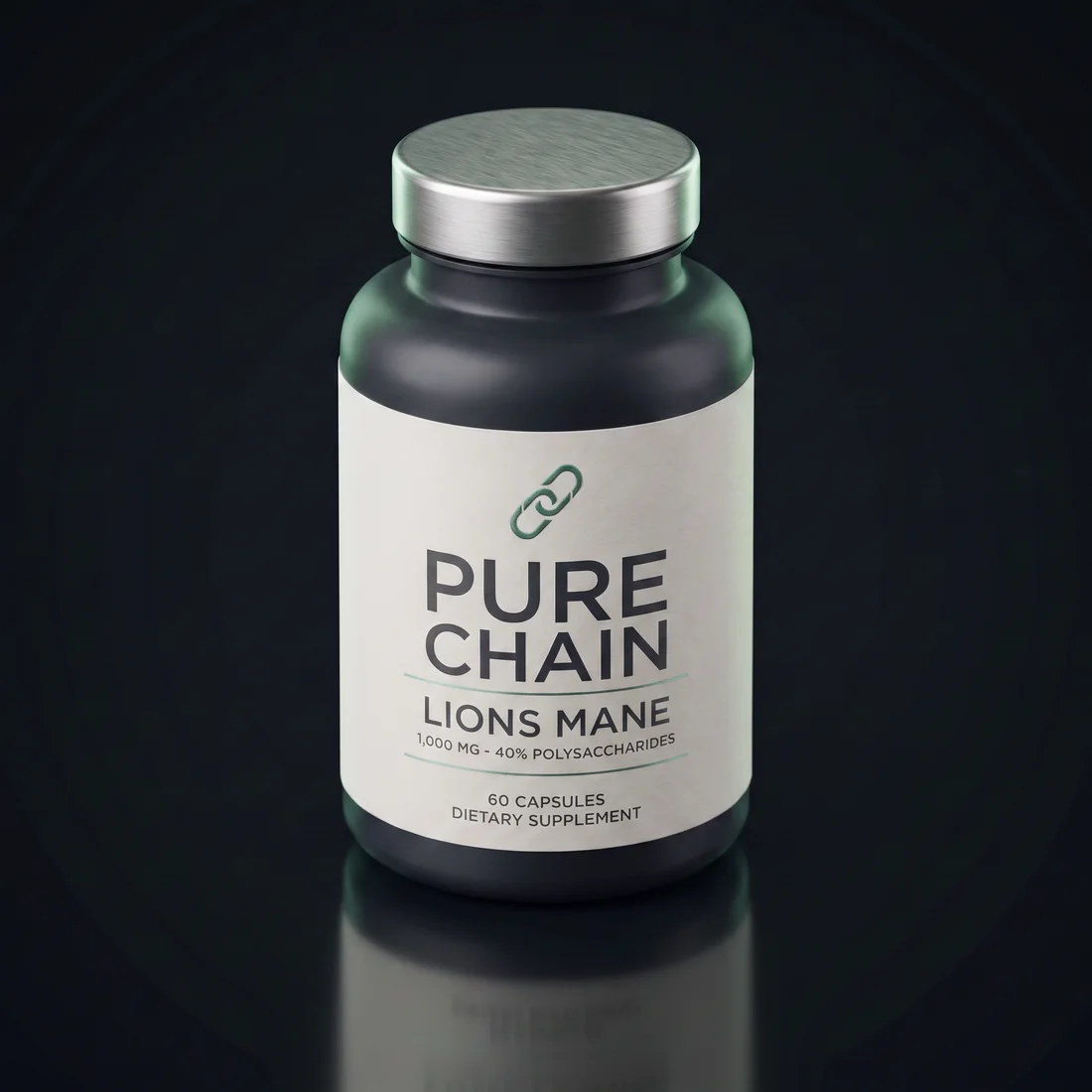 Lions Mane by Pure Chain Supplements, three-quarter view