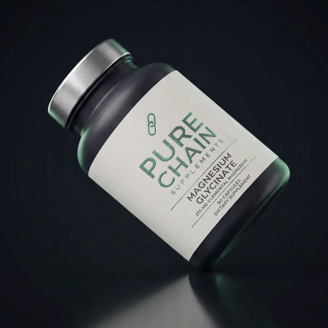 Magnesium Glycinate by Pure Chain Supplements, three-quarter view
