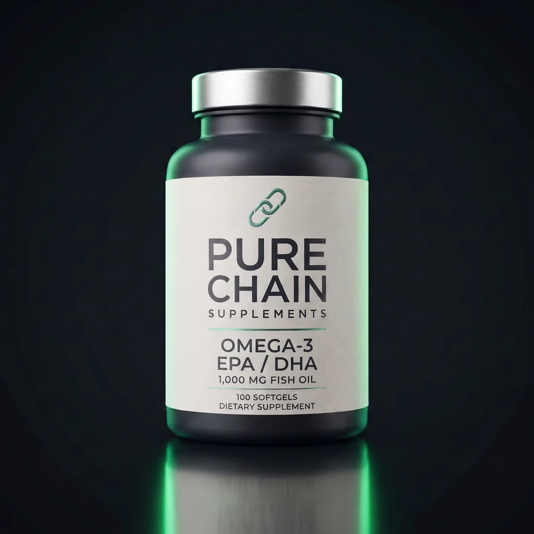 Omega-3 EPA/DHA by Pure Chain Supplements, three-quarter view