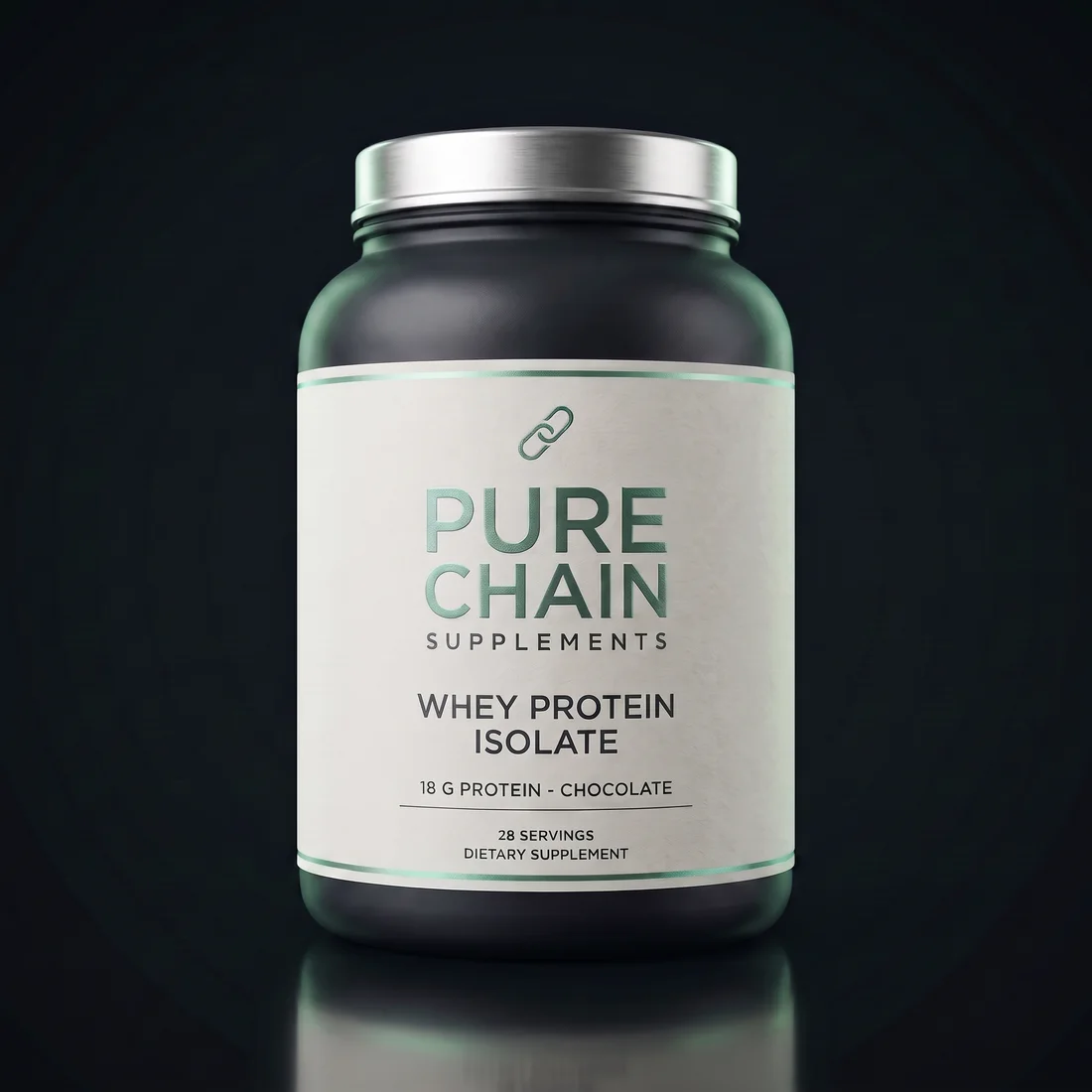 Whey Protein Isolate - Chocolate by Pure Chain Supplements, three-quarter view